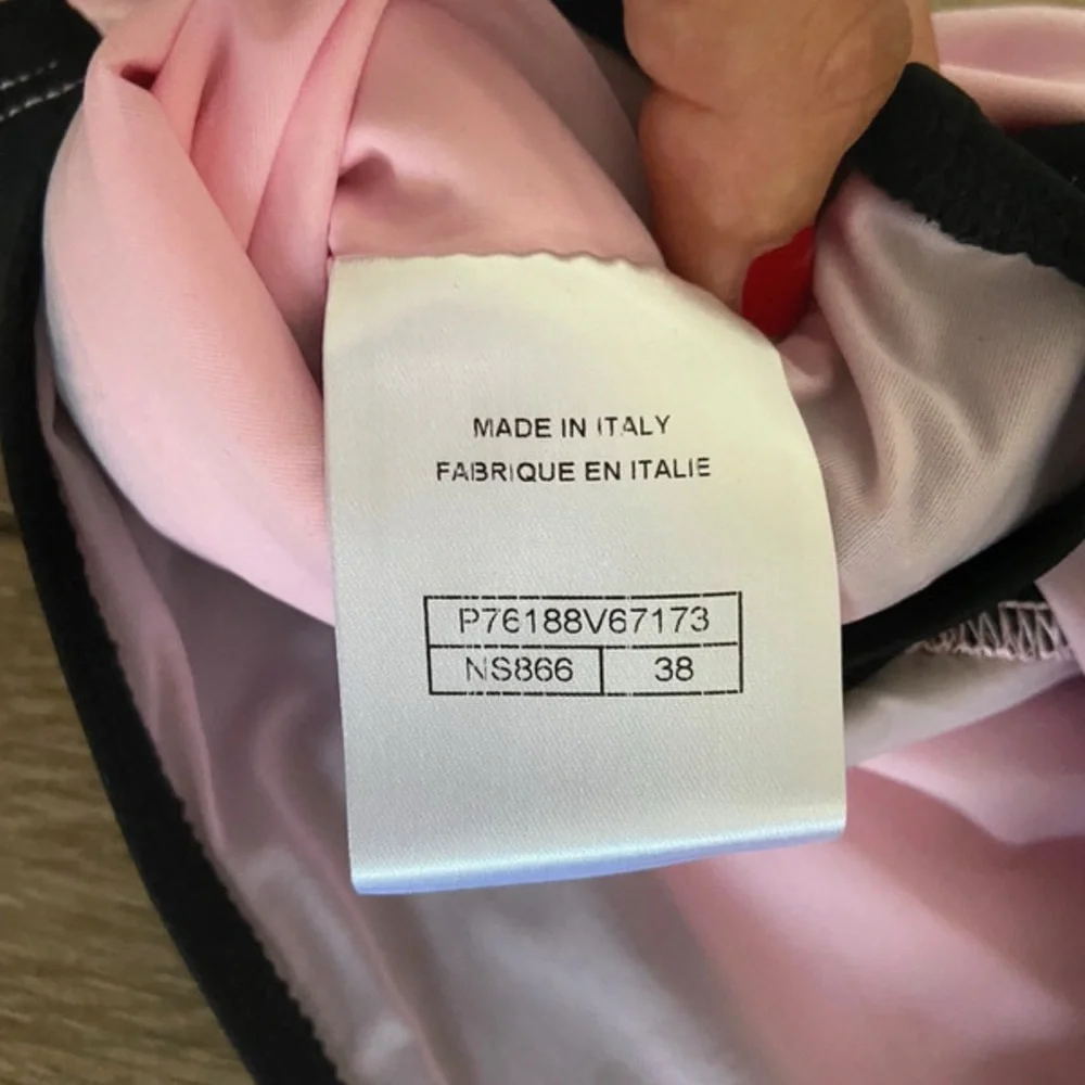 NWT CHANEL Pink&Black Striped Crop Top/bikini top size XS - Picture 11 of 11